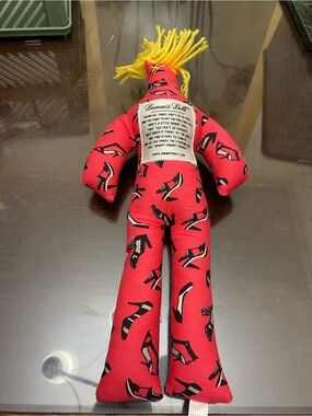 Dammit Doll - Red Plush Stress Relief Toy with Yellow Yarn Hair
